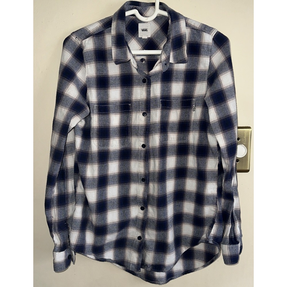Vans‎ Classic Fit Flannel Shirt Men's Medium Blue Plaid Button Down Off The Wall